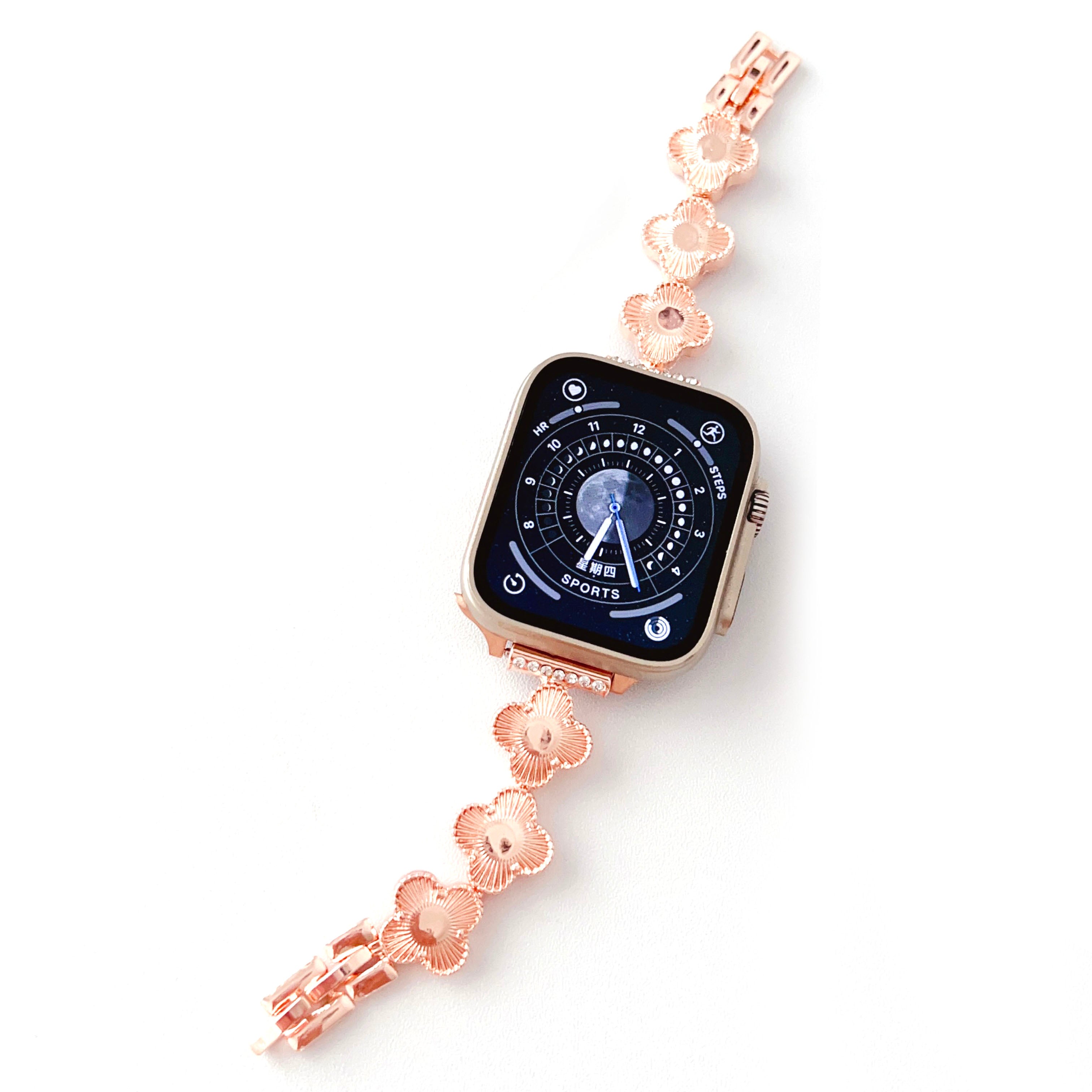 For Apple Watch Series 9 8 7 41mm 6 5 4 SE SE (2022) SE (2023) 40mm Series 3 2 1 38mm Clover Charm Watch Bracelet Metal Watchband For Apple Watch Series 9 8 7 41mm 6 5 4 SE SE (2022) SE (2023) 40mm Series 3 2 1 38mm Clover Charm Watch Bracelet Metal Watchband